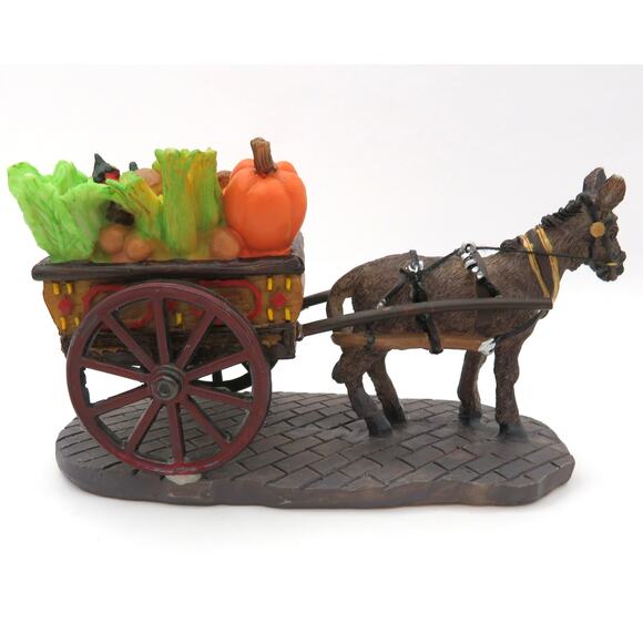 Vintage Lemax Donkey with Produce Cart Village Figurine Harvest Market Scene - Picture 6 of 12
